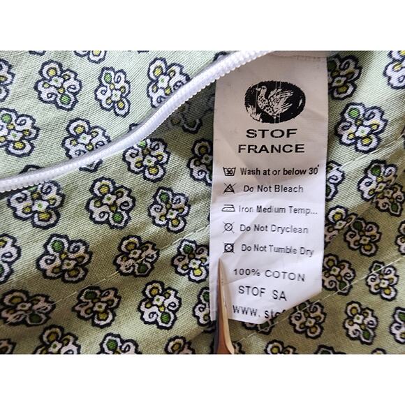 STOF FRANCE LAURA LANCELLE Green Geometric Design EURO 18x18 Pillow Sham set/ 2 - Picture 4 of 8